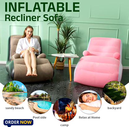 Inflatable Lazy Sofa Chair with Househoid air Pump, Foldαble Lounge Chair with Armrests for Living Room, Bedroom, Office,Travel, Cαmping