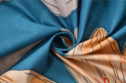 Super Soft Glace Cotton All Round Elastic Fitted Double Bed Bedsheet with 2 Pillow Covers-72x78x8