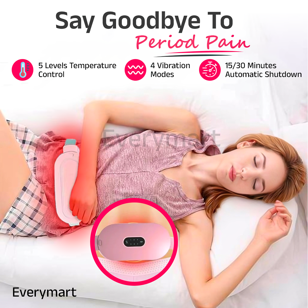 Period Pain & Backache Relief  Smart Wireless Heating Pad with Vibration Massage (Rechargeable, Portable)
