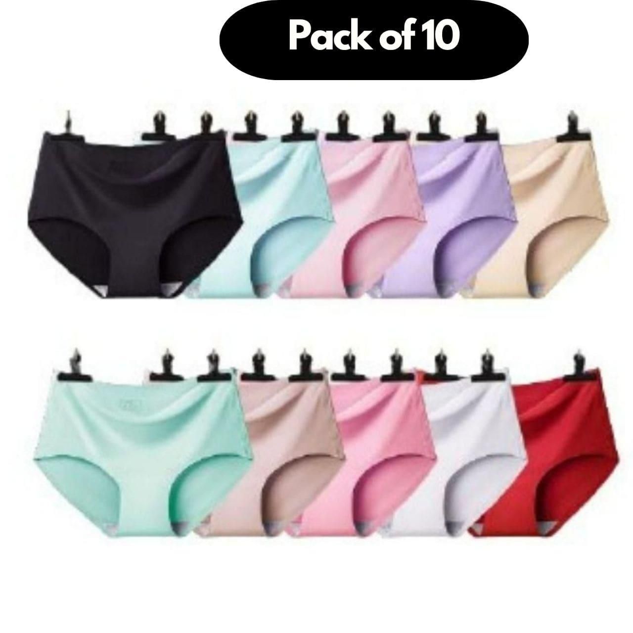 Women's Seamless Underwear for Women (Multicolor) (Pack of 10)