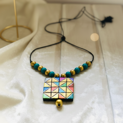 Terracotta Jewelry Necklace Set for Women – Handcrafted Clay Necklace with Earrings