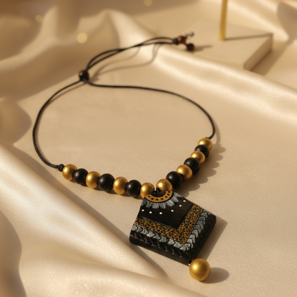 Terracotta Jewelry Necklace Set for Women – Handcrafted Clay Necklace with Earrings